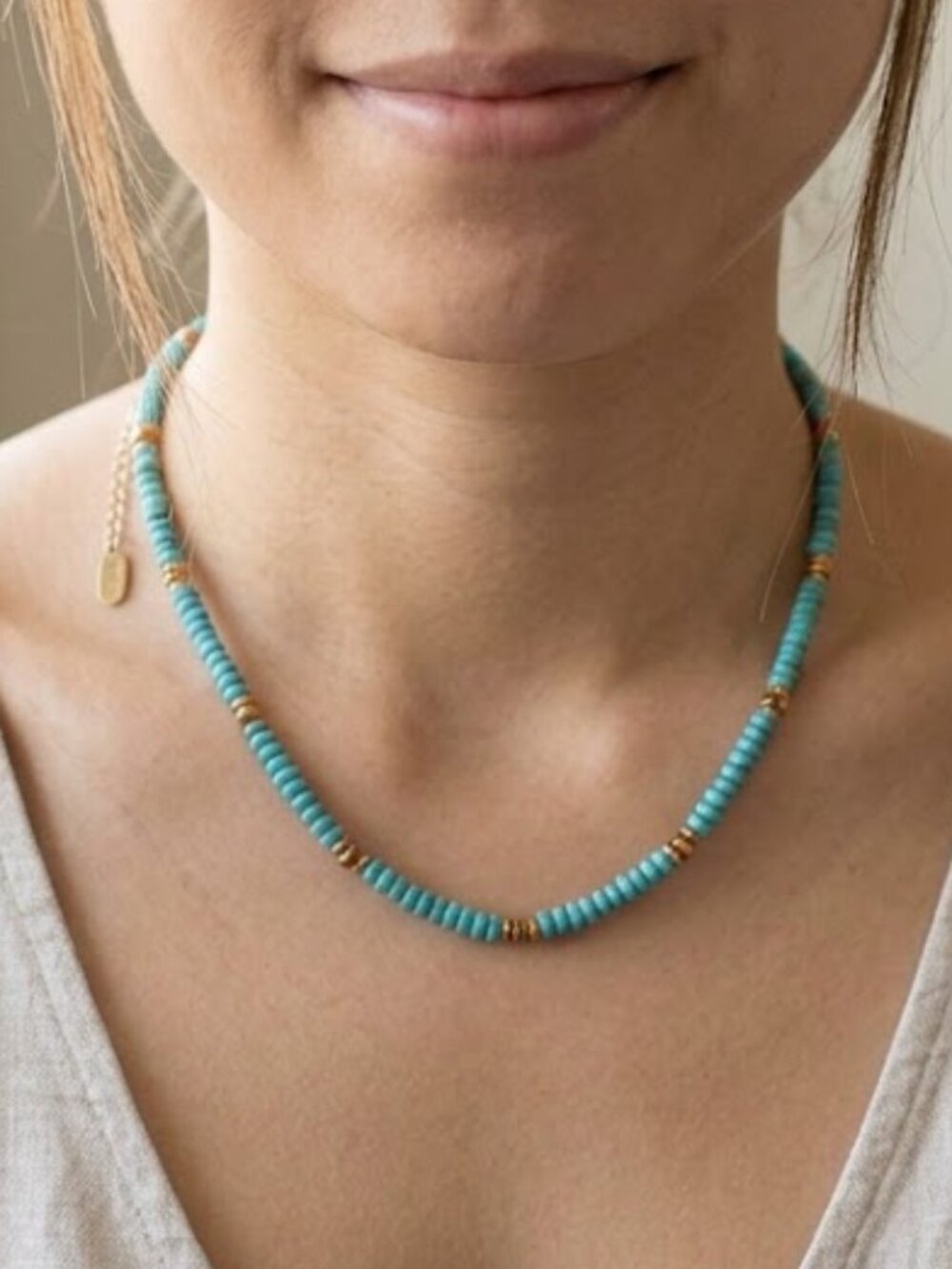 Minimal Gemstone Rondelle Necklace | Adjustable | Choose Your Stone